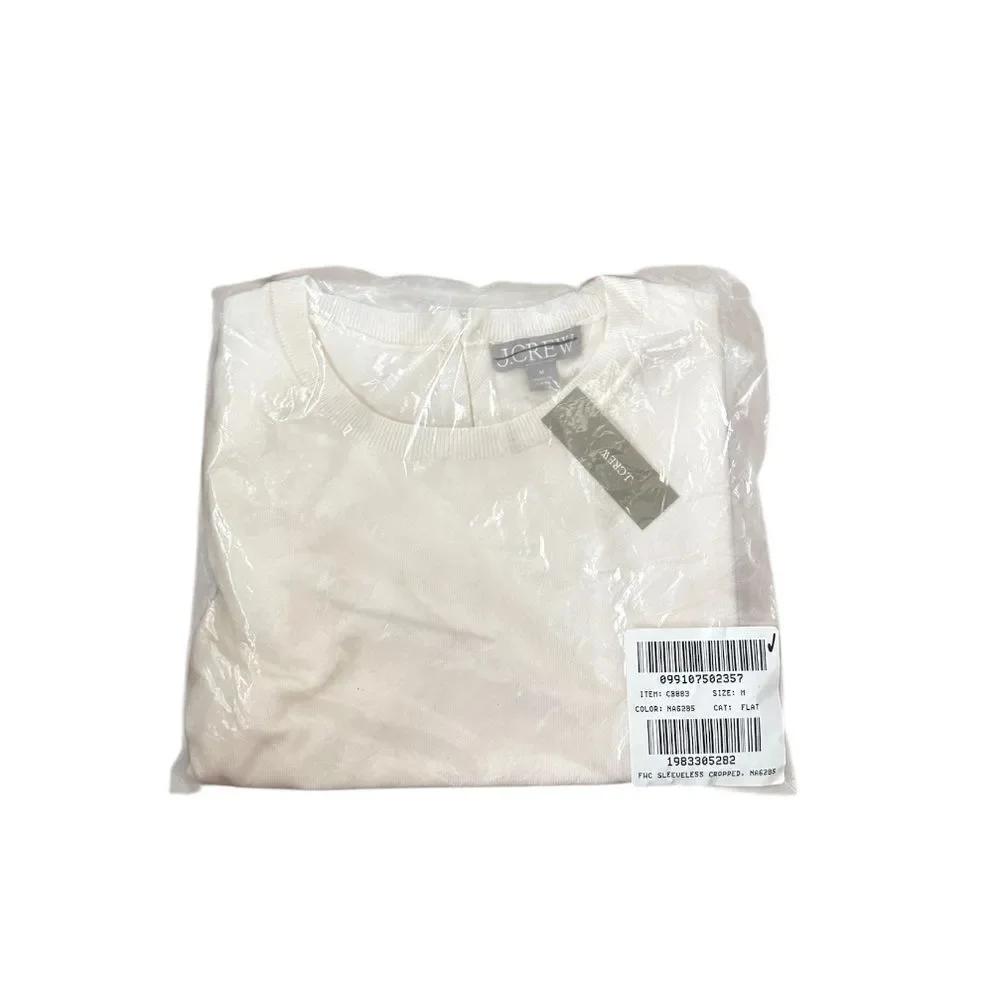 NWT J CREW Featherweight cashmere-blend cropped sweater shell in Ivory